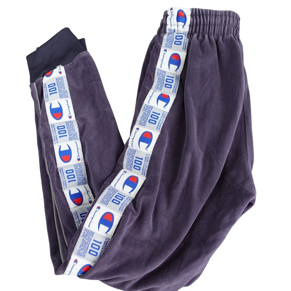 Champion Joggers Mens S Blue Velour Track Pants 100th Anniversary Tape Logo Rare